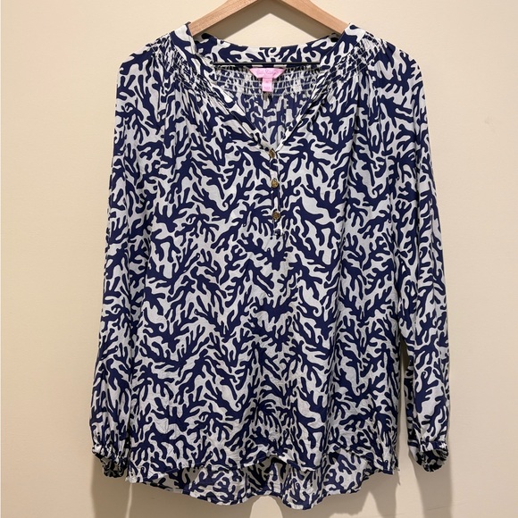 Lilly Pulitzer Elsa 1/4 Button Silk Blouse - Picture 2 of 5